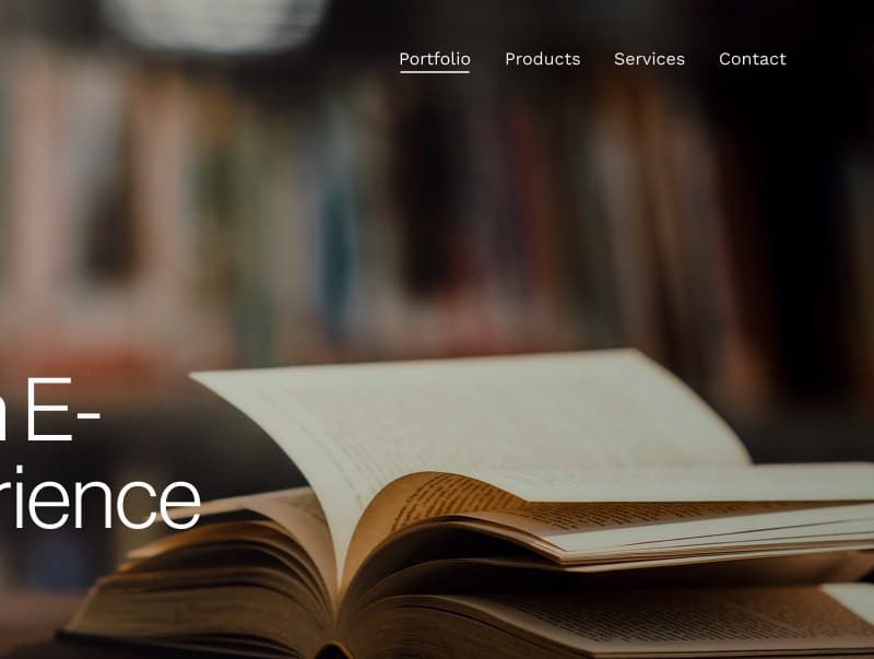 Open book portfolio hero.